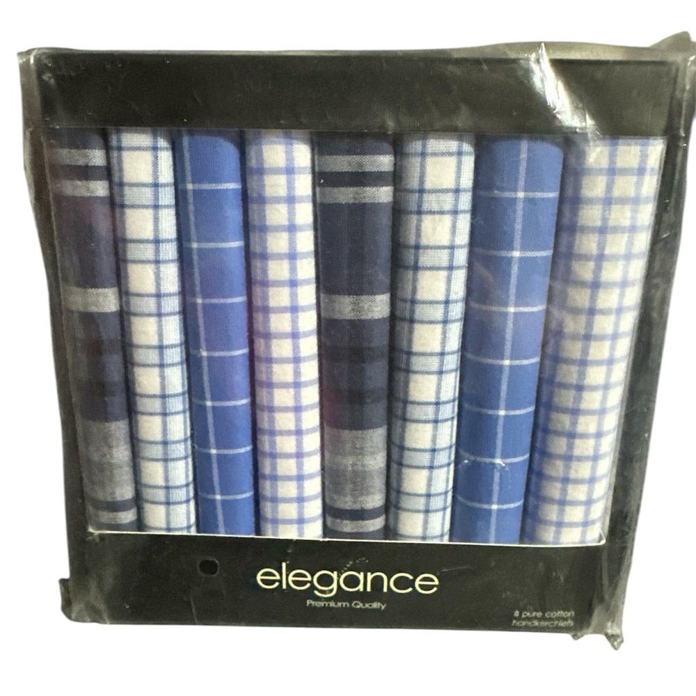 Elegance Pure Cotton Assorted Men's Handkerchiefs 8 Piece Gift Set Brand New